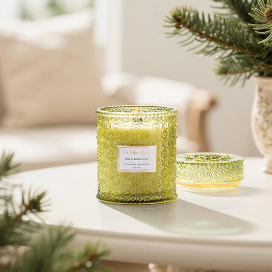 Fir & Cedarwood Candle, Christmas Candles for Home Scented, 19 Oz Large Wood Wicked Candle Gifts for Women&Men, 90 Hours Long Burning, Starlit Golden Fir - Kiki of DC Styles Store