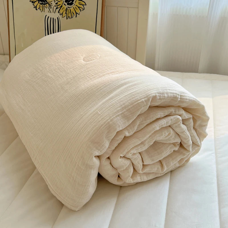 1pc Washed Cotton Duvet Queen/King Air Condition Quilt for Summer Cooling Skin-Friendly Plain Summer Blanket Comfortable 이불 사계절