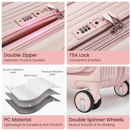 Luggage Sets 3 Piece Expandable Carry on Luggage with TSA Lock Airline Approved 100% PC Hard Shell and Lightweight Suitcase - Kiki of DC Styles Store