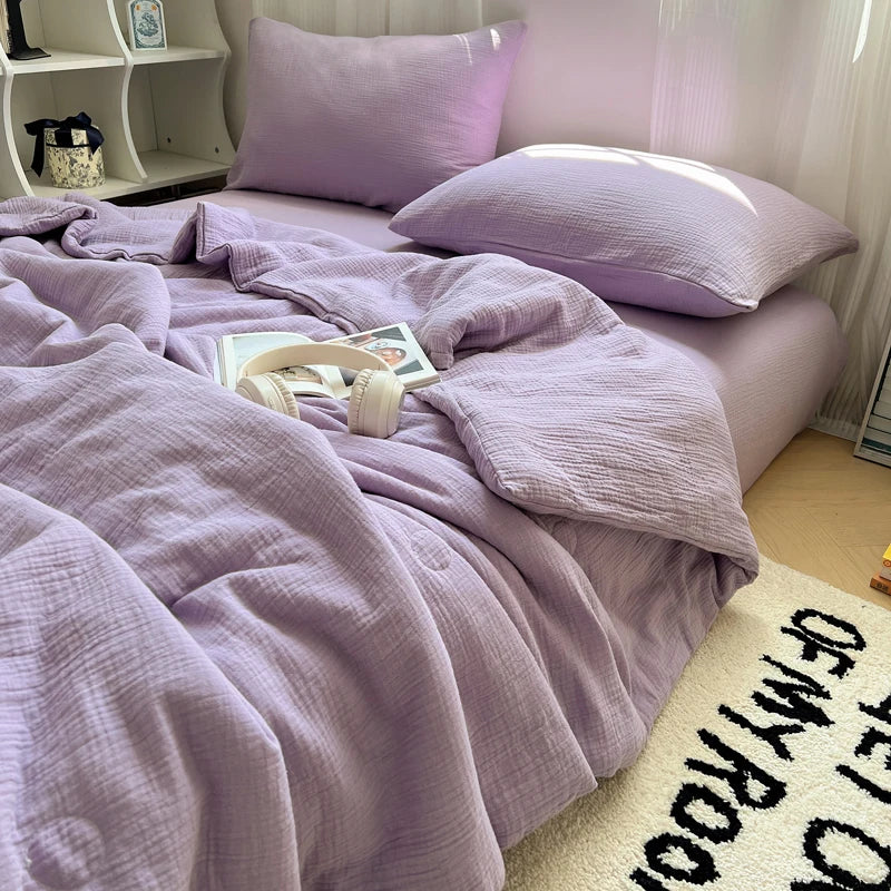 1pc Washed Cotton Duvet Queen/King Air Condition Quilt for Summer Cooling Skin-Friendly Plain Summer Blanket Comfortable 이불 사계절