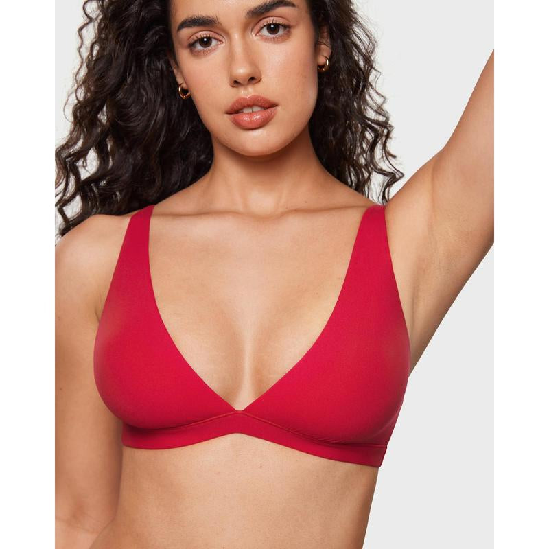 INLYRIC Women's Soft Plunge Bralette - Deep V Unlined Triangle Sleep Bra for Ultimate Comfort - Kiki of DC Styles Store