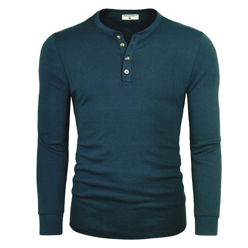 2024 Men'S Cotton Shirts Henley New Design Spring Fall Casual Tshirts Quick Dry Breathable Anit-Wrinkle Full Long Sleeve T-Shrit Tops New Arrival Summer Autumntee D8CT09