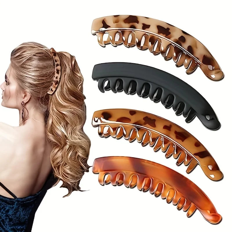 1/2PC Matte Banana Hair Clip Fish Shaped Ponytail Headband for Women Hair Accessories Hairgripstwist Clamp Barrettes Headwear