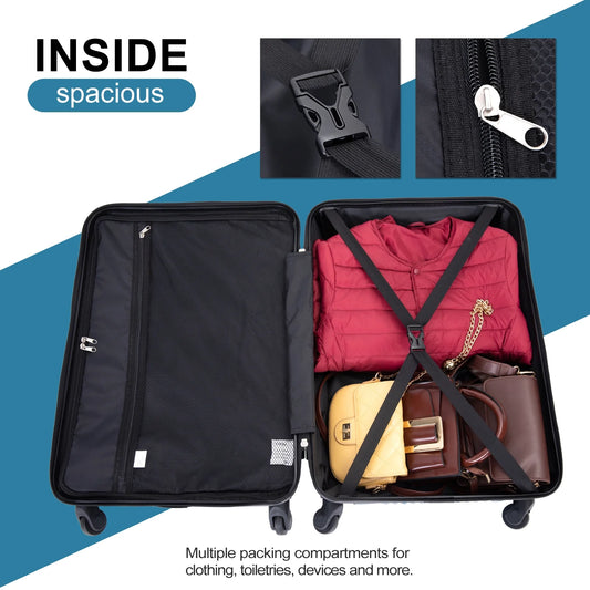 Luggage 3 Piece Set,Suitcase with Spinner Wheels Hardside Lightweight Luggage 20In24In28In.(Blue) - Kiki of DC Styles Store