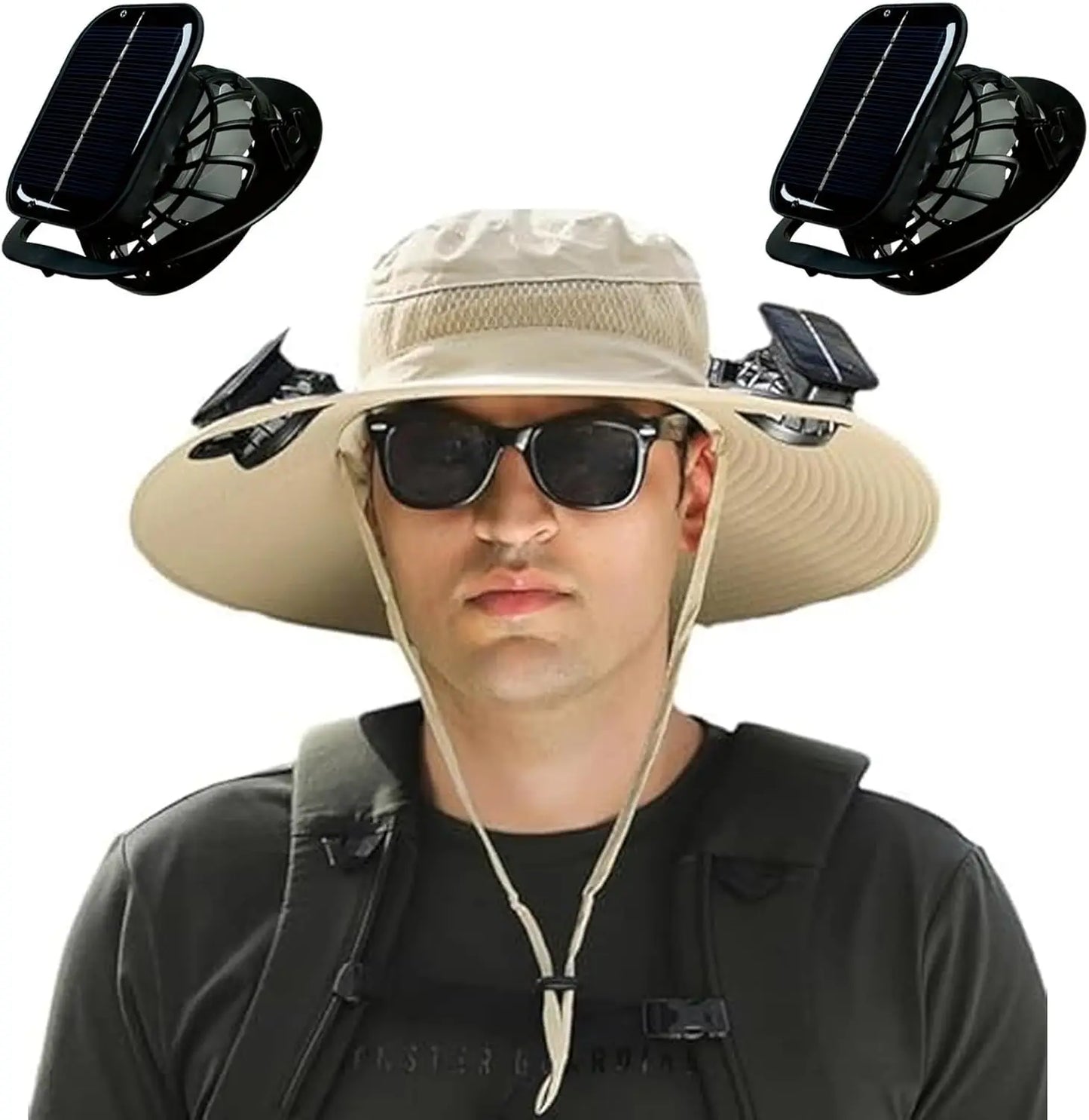 Stay Cool and Protected with Our Wide Brim Solar Fan Outdoor Fishing Hat for Men - Featuring Dual Solar Fans and UPF 50+ Protection! - Kiki of DC Styles Store