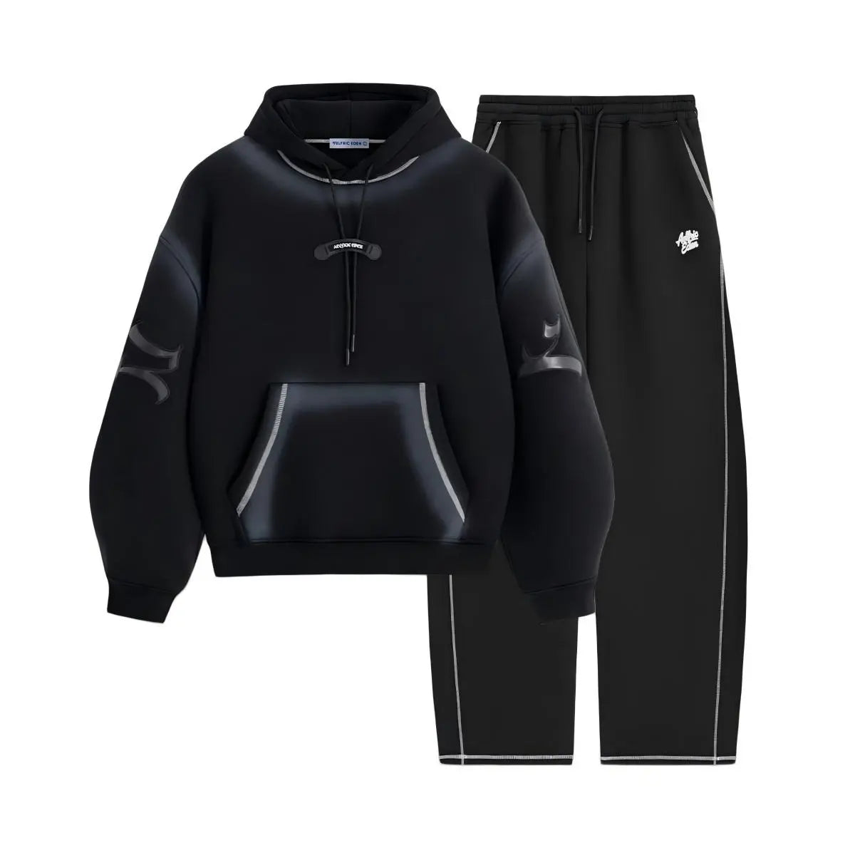 Aelfric Eden Y2K Cropped Hoodie Baggy Barrel Sweatpants Set 2 Piece Outfits Cozy Fleece Lounge Sweatsuit