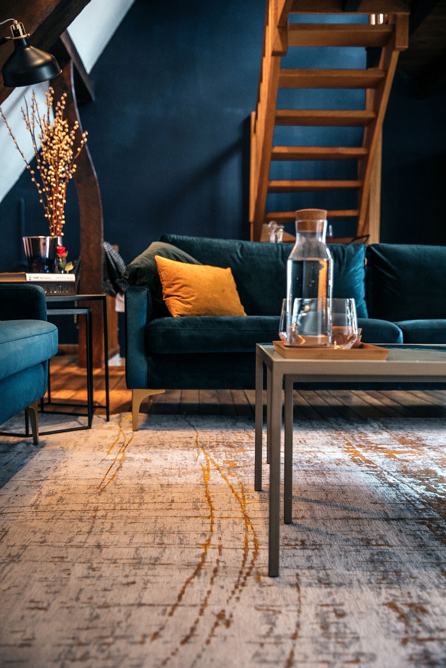 7' X 9' Gray and Gold Abstract Non Skid Area Rug - Kiki of DC Styles Store