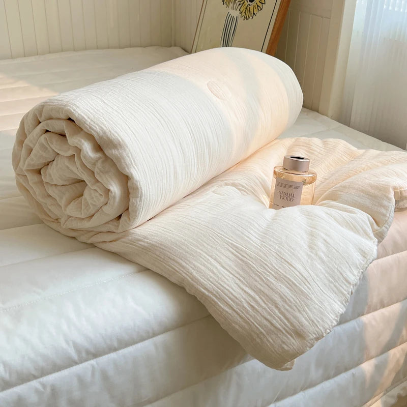 1pc Washed Cotton Duvet Queen/King Air Condition Quilt for Summer Cooling Skin-Friendly Plain Summer Blanket Comfortable 이불 사계절