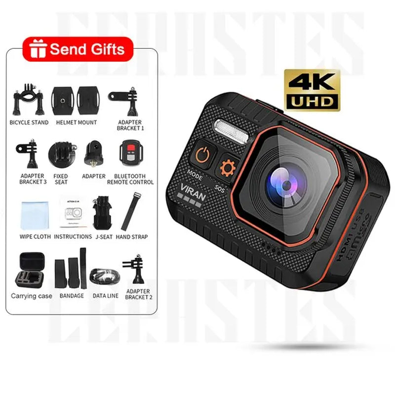Action Camera 4K60FPS with Remote Control Screen Waterproof Sport Camera Drive Recorder Sports Camera Helmet Action Cam - Kiki of DC Styles Store