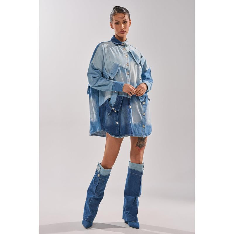MONDAY BLUES DENIM MINI DRESS
