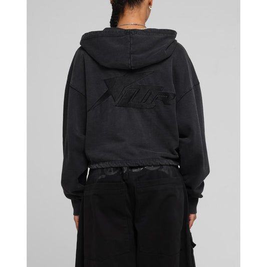 Loiter Women's Utility Cropped Hoodie in Washed Black - Kiki of DC Styles Store