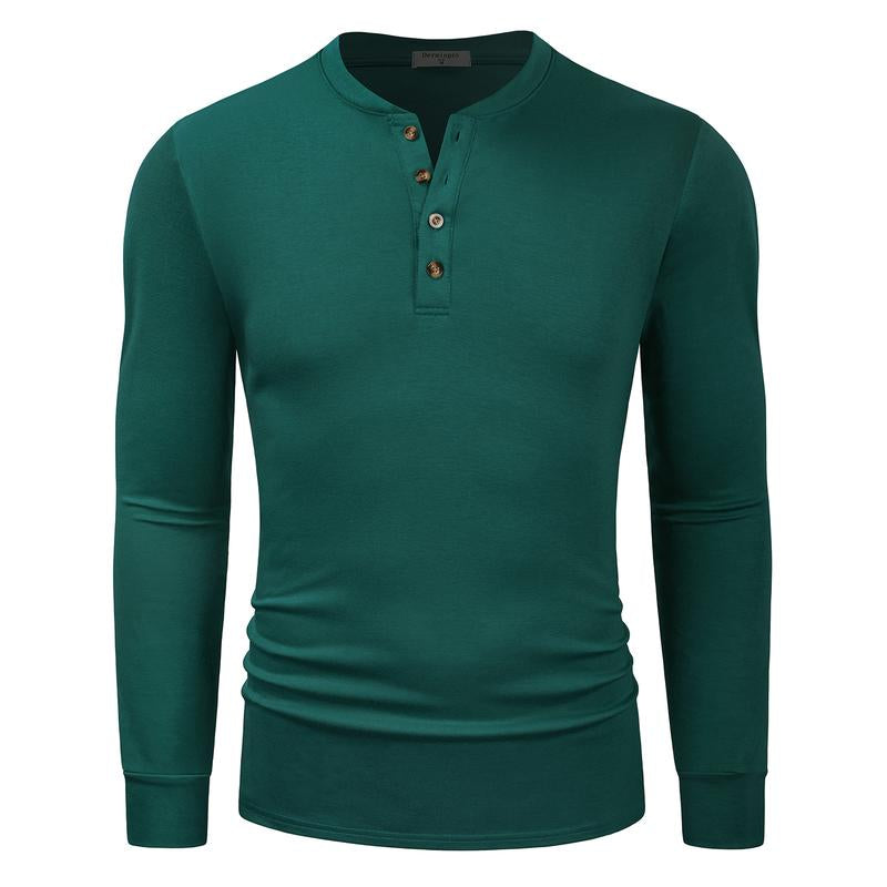 2024 Men'S Cotton Shirts Henley New Design Spring Fall Casual Tshirts Quick Dry Breathable Anit-Wrinkle Full Long Sleeve T-Shrit Tops New Arrival Summer Autumntee D8CT09
