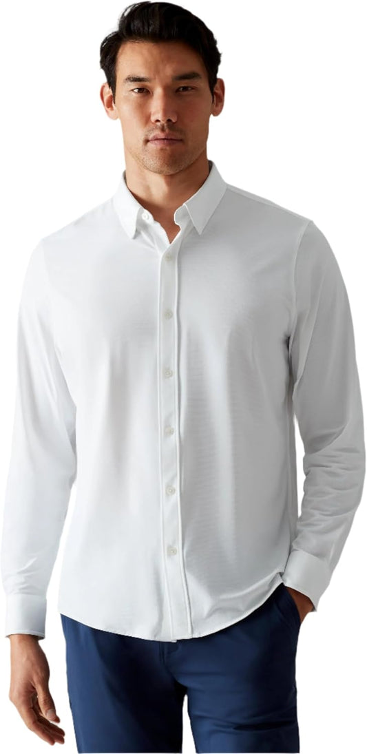 Men's Commuter Shirt, Performance Dress Shirts for Men, Machine Washable, Wrinkle Resistant, Slim Fit Button down Shirt
