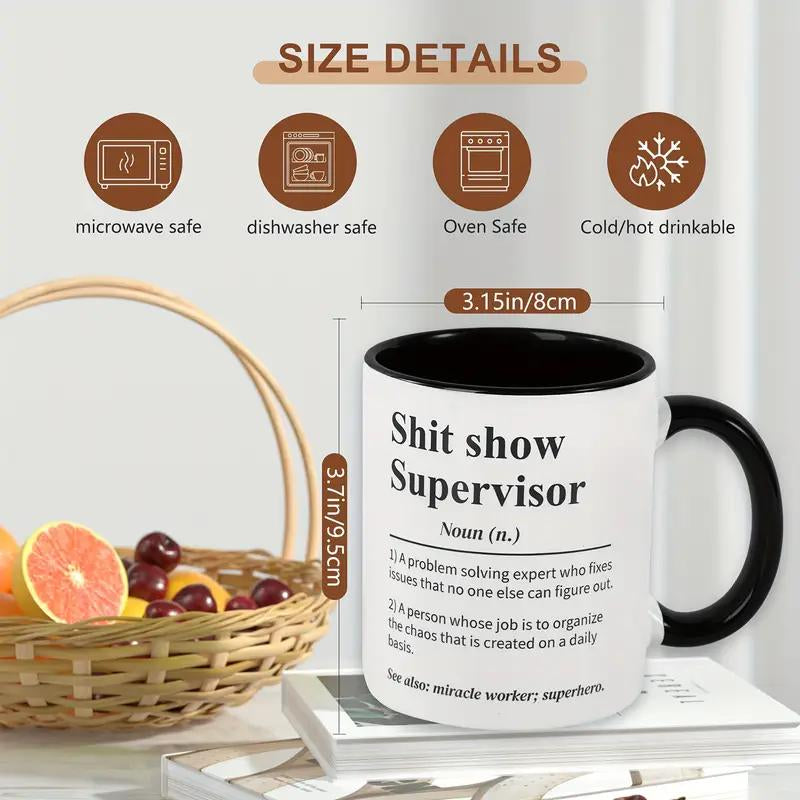 Sh*T Show Supervisor Mug, Gift for Boss, Team Manager Gift, Director Gift, Boss Appreciation Gift, 11Oz Ceramic Coffee Mug, Summer and Winter Beverage Container, Home Kitchen Supplies Drinkware Cup Tumbler Iced Coffee Cups Matcha Kit Set - Kiki of DC Styles Store