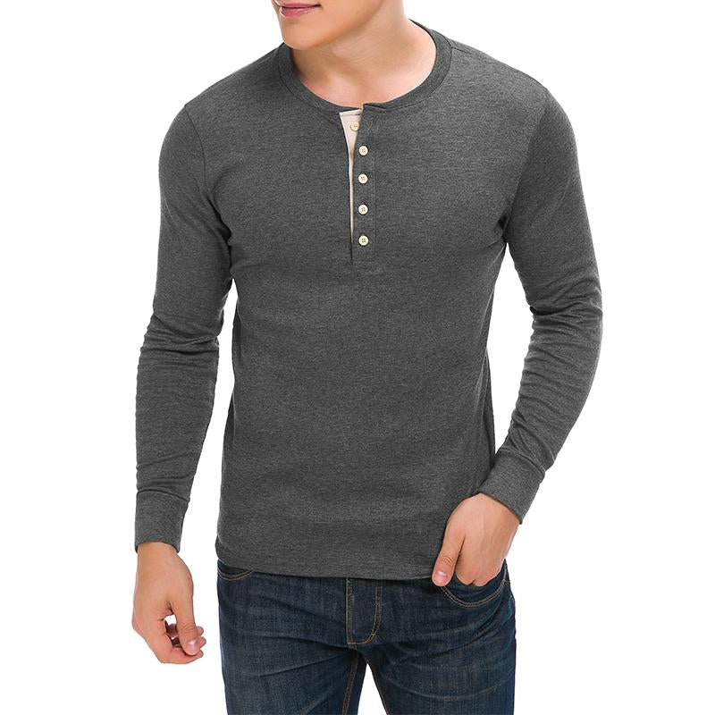 2024 Men'S Cotton Shirts Henley New Design Spring Fall Casual Tshirts Quick Dry Breathable Anit-Wrinkle Full Long Sleeve T-Shrit Tops New Arrival Summer Autumntee D8CT09