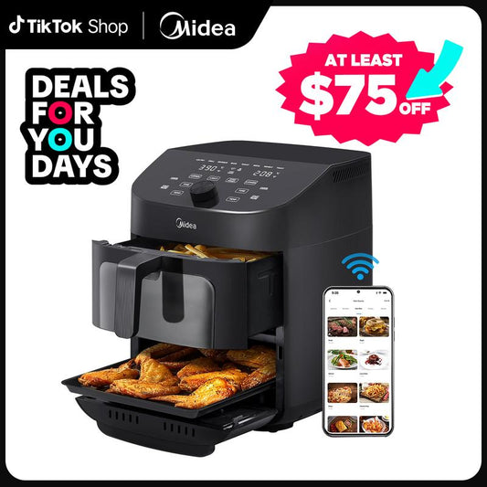Midea 8 in 1 Dual Air Fryer, Deals for You Days, Gift, 11 Quart with 2 Independent Frying Baskets , Sync Finish, Wi-Fi Connectivity & 50+ App Recipes for Family-Sized Meals - Kiki of DC Styles Store
