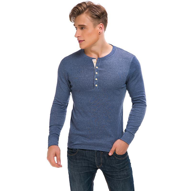 2024 Men'S Cotton Shirts Henley New Design Spring Fall Casual Tshirts Quick Dry Breathable Anit-Wrinkle Full Long Sleeve T-Shrit Tops New Arrival Summer Autumntee D8CT09