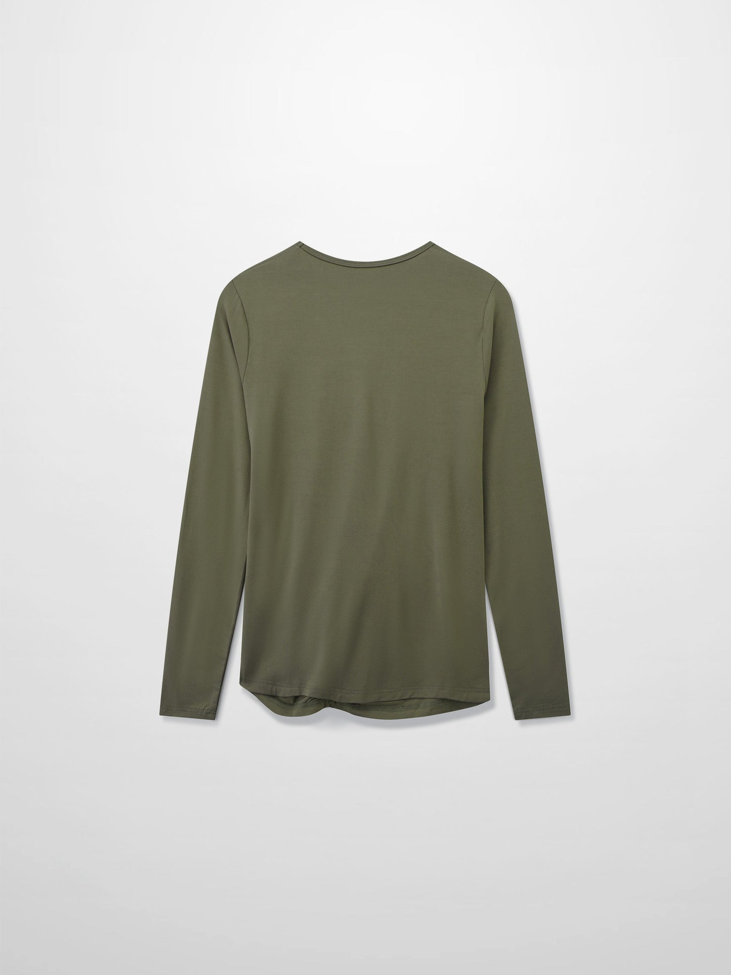 Curved Gathered Detailed T-Shirt-Olive-2