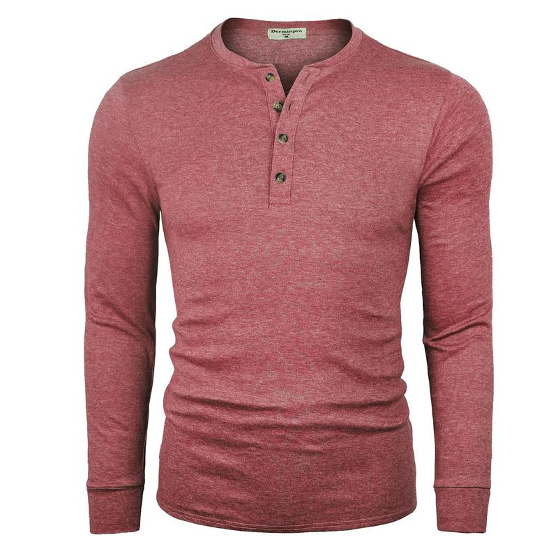 2024 Men'S Cotton Shirts Henley New Design Spring Fall Casual Tshirts Quick Dry Breathable Anit-Wrinkle Full Long Sleeve T-Shrit Tops New Arrival Summer Autumntee D8CT09