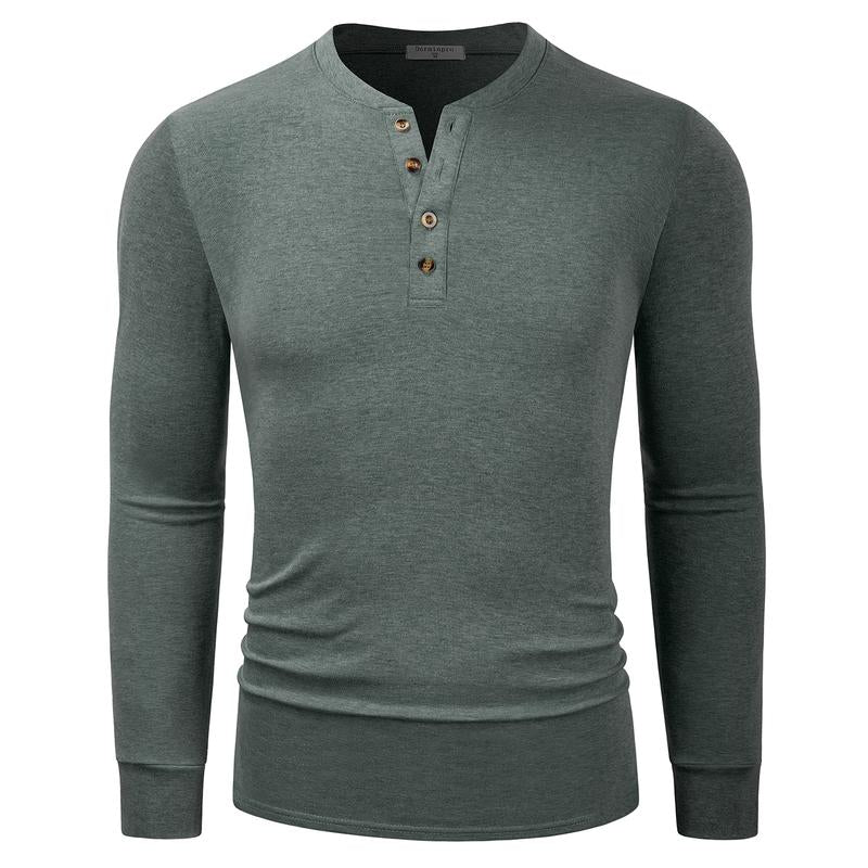 2024 Men'S Cotton Shirts Henley New Design Spring Fall Casual Tshirts Quick Dry Breathable Anit-Wrinkle Full Long Sleeve T-Shrit Tops New Arrival Summer Autumntee D8CT09