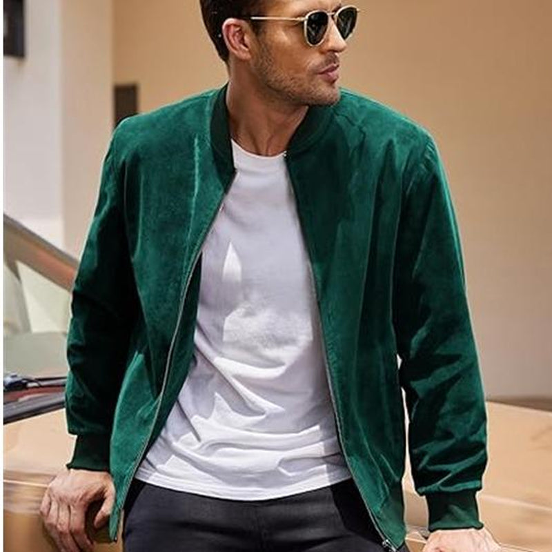 COOFANDY Men'S Casual Sports Jacket Retro Lightweight Suede Baseball Jacket, Fashionable Street Style Jacket, Suede Fabric Fashionable Comfortable Jacket, Men'S Top Coat, Men'S Jacket Coat - Kiki of DC Styles Store