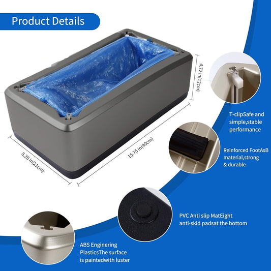 Automatic Shoe Cover Dispenser with 200 Pcs Disposable Shoe Covers, Booties for Portable Machine Fits Size up to 11 US Men or Women and up for Home, Factory (Grey)