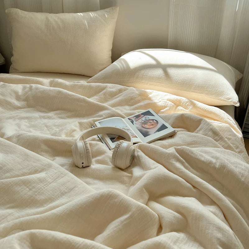 1pc Washed Cotton Duvet Queen/King Air Condition Quilt for Summer Cooling Skin-Friendly Plain Summer Blanket Comfortable 이불 사계절