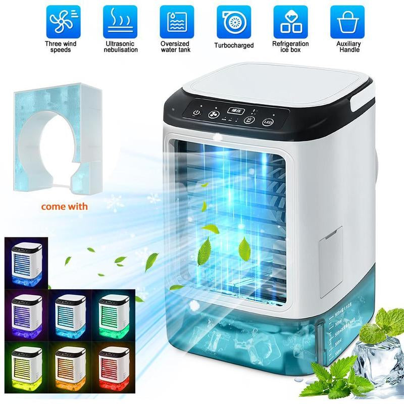 3-in-1 Portable Air Conditioner with Dual-Speed Mist Fan - Compact Cooling Solution for Travel, Office, Living Room, and Bedroom