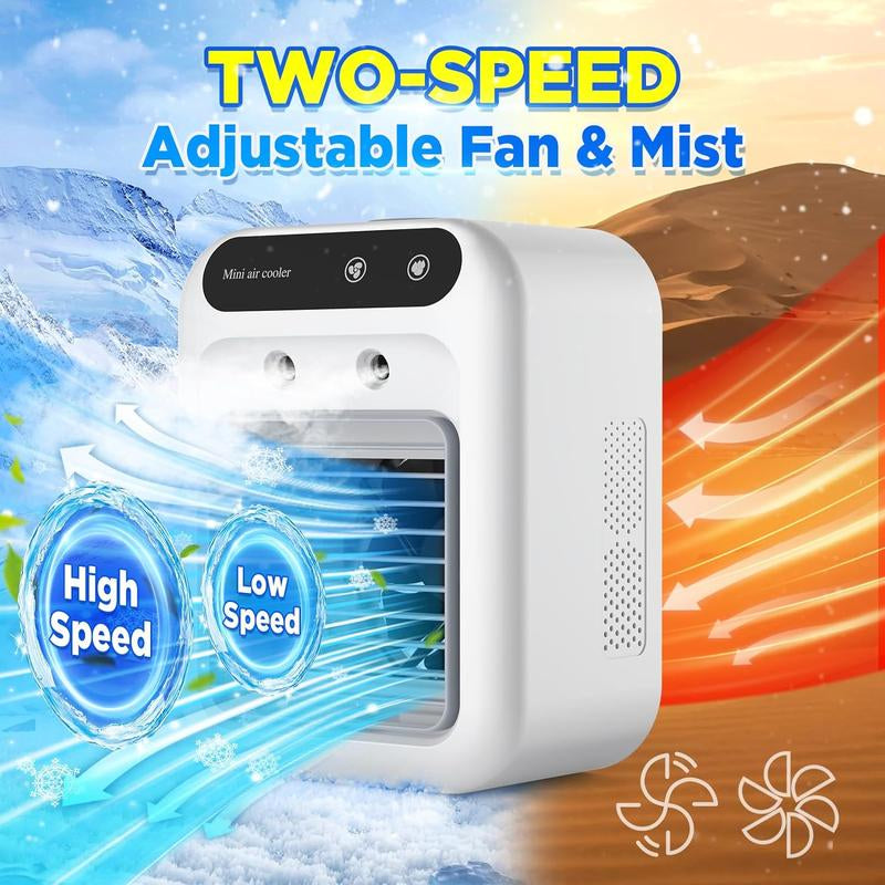 3-in-1 Portable Air Conditioner with Dual-Speed Mist Fan - Compact Cooling Solution for Travel, Office, Living Room, and Bedroom