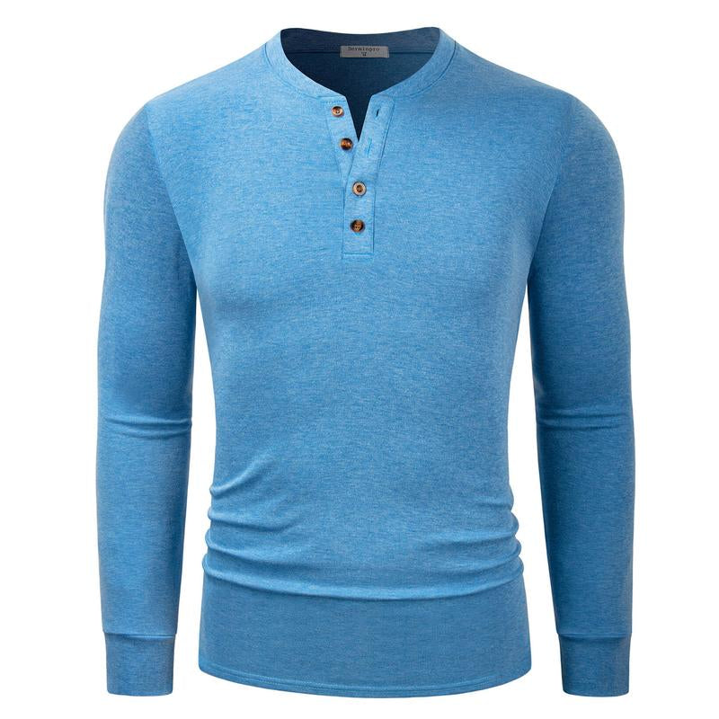 2024 Men'S Cotton Shirts Henley New Design Spring Fall Casual Tshirts Quick Dry Breathable Anit-Wrinkle Full Long Sleeve T-Shrit Tops New Arrival Summer Autumntee D8CT09