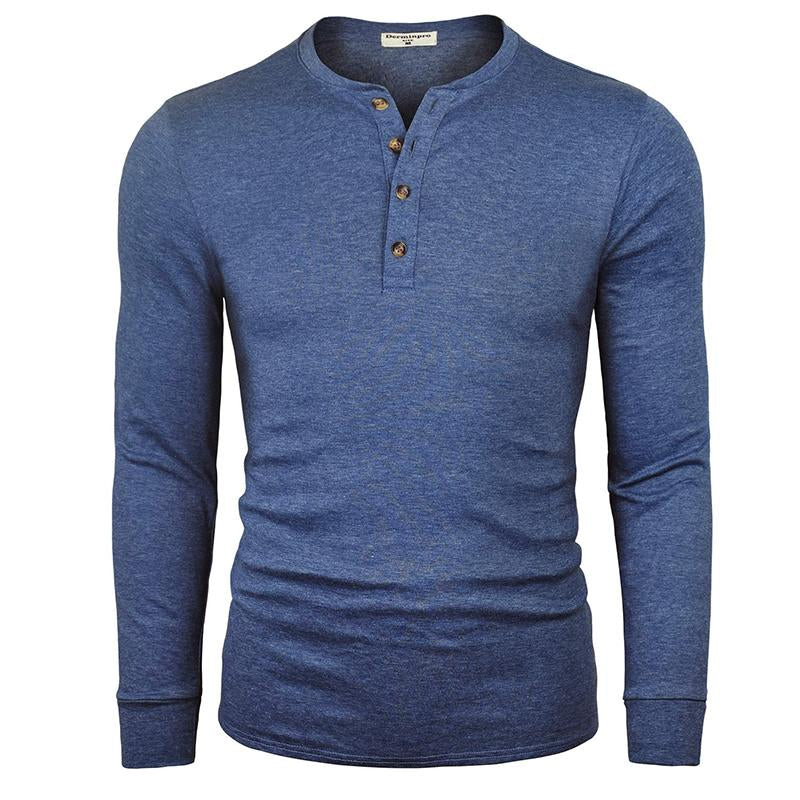 2024 Men'S Cotton Shirts Henley New Design Spring Fall Casual Tshirts Quick Dry Breathable Anit-Wrinkle Full Long Sleeve T-Shrit Tops New Arrival Summer Autumntee D8CT09