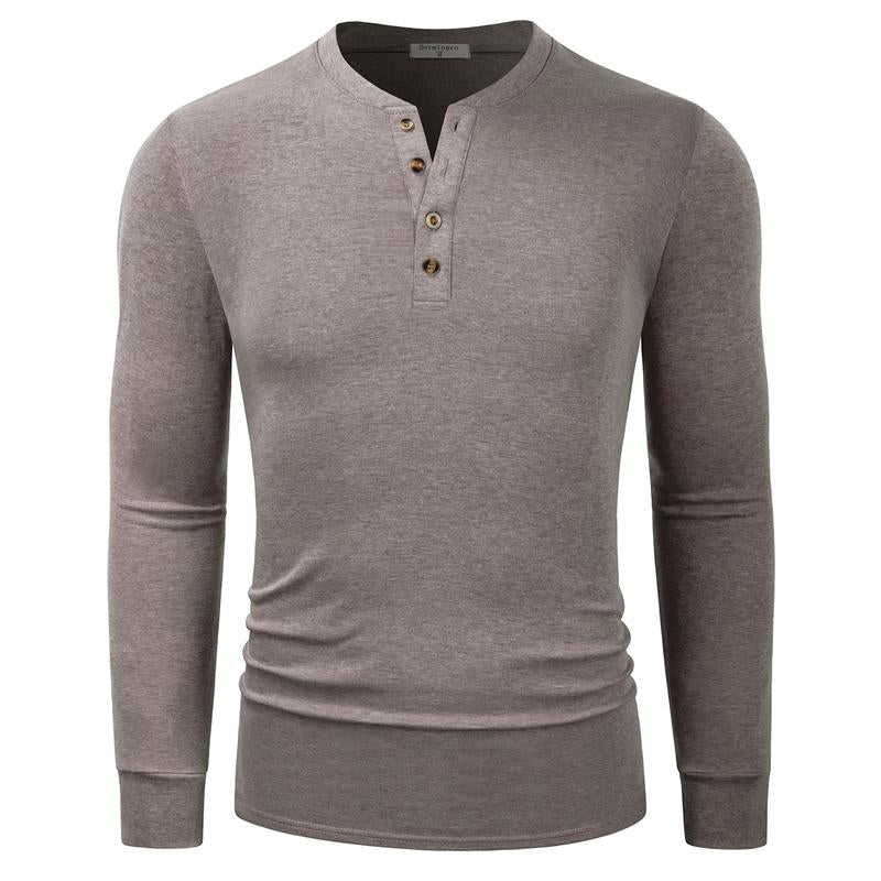 2024 Men'S Cotton Shirts Henley New Design Spring Fall Casual Tshirts Quick Dry Breathable Anit-Wrinkle Full Long Sleeve T-Shrit Tops New Arrival Summer Autumntee D8CT09