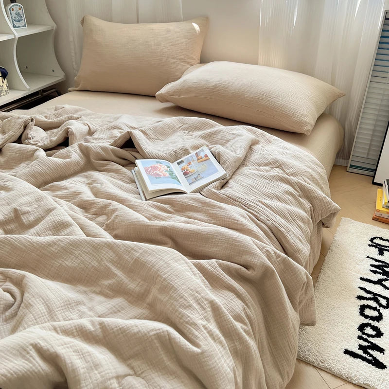 1pc Washed Cotton Duvet Queen/King Air Condition Quilt for Summer Cooling Skin-Friendly Plain Summer Blanket Comfortable 이불 사계절