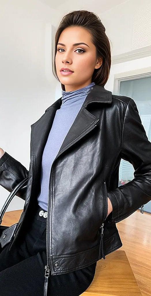 Quaz Womens Streetwear Women's Vintage Sheepskin Leather Coat - Kiki of DC Styles Store