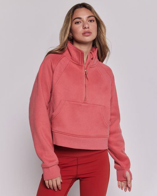 Effortless Fleece Crop Half Zip Jacket - Kiki of DC Styles Store