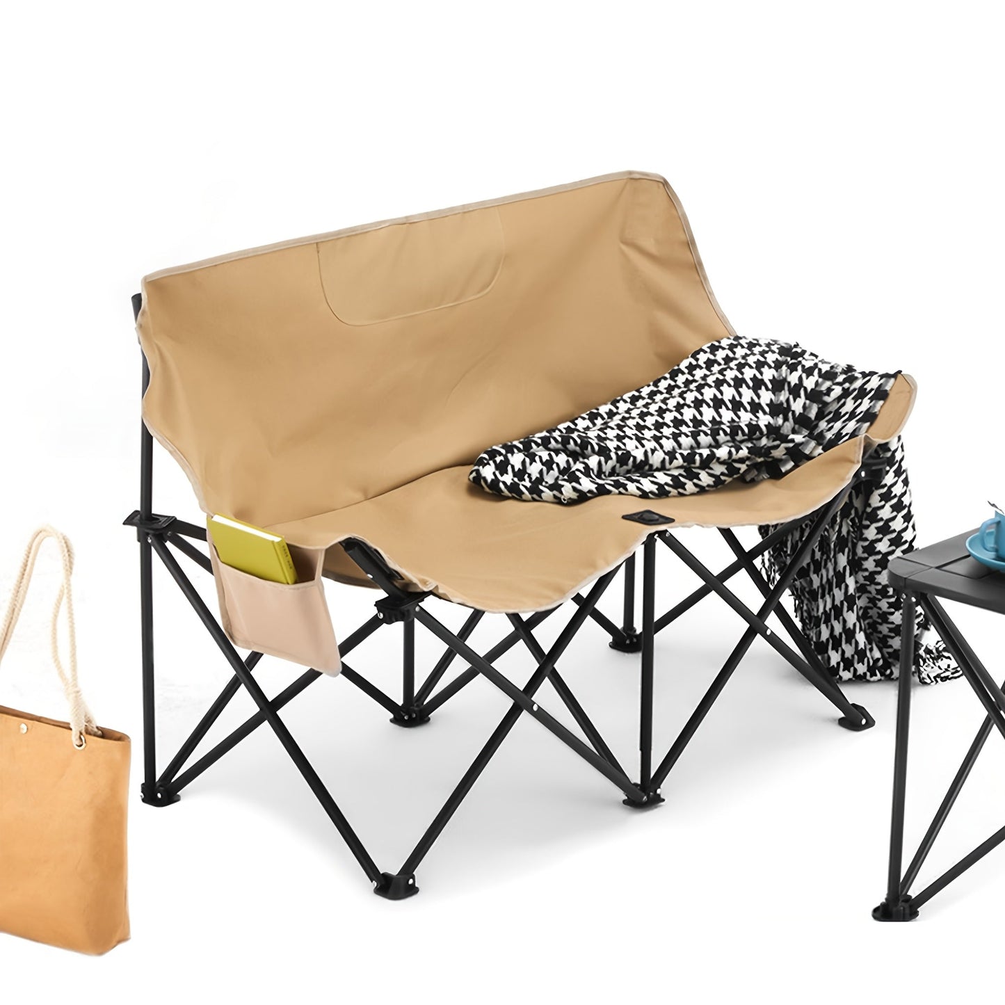 2-Person Folding Camping Sofa Chair with Armrests-2