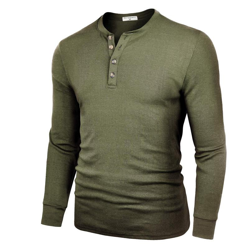 2024 Men'S Cotton Shirts Henley New Design Spring Fall Casual Tshirts Quick Dry Breathable Anit-Wrinkle Full Long Sleeve T-Shrit Tops New Arrival Summer Autumntee D8CT09