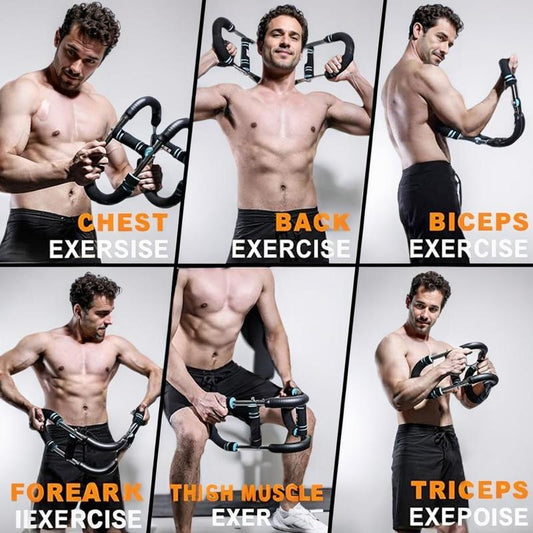 Adjustable Twister Arm Trainer (60-120 lbs) - Portable Spring Resistance Bar for Enhanced Chest and Grip Strength Training at Home - Kiki of DC Styles Store