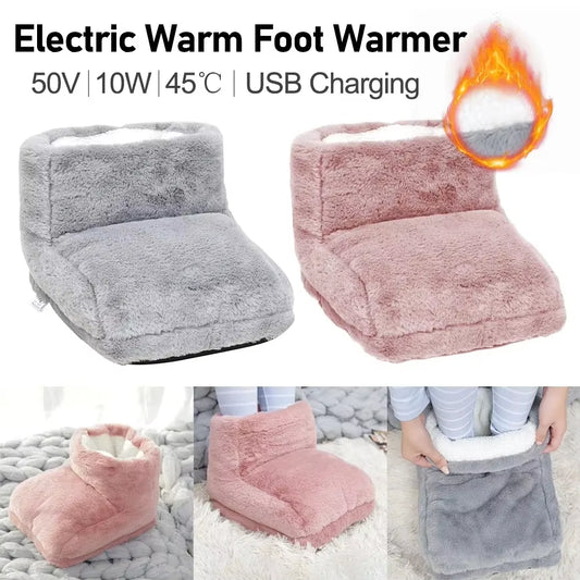 USB Electric Heater Foot Warmer Heated Comfort Fleece Suede Cushion Couple Warm Foot Cover Feet Heating Pads for Home Sleeping - Kiki of DC Styles Store