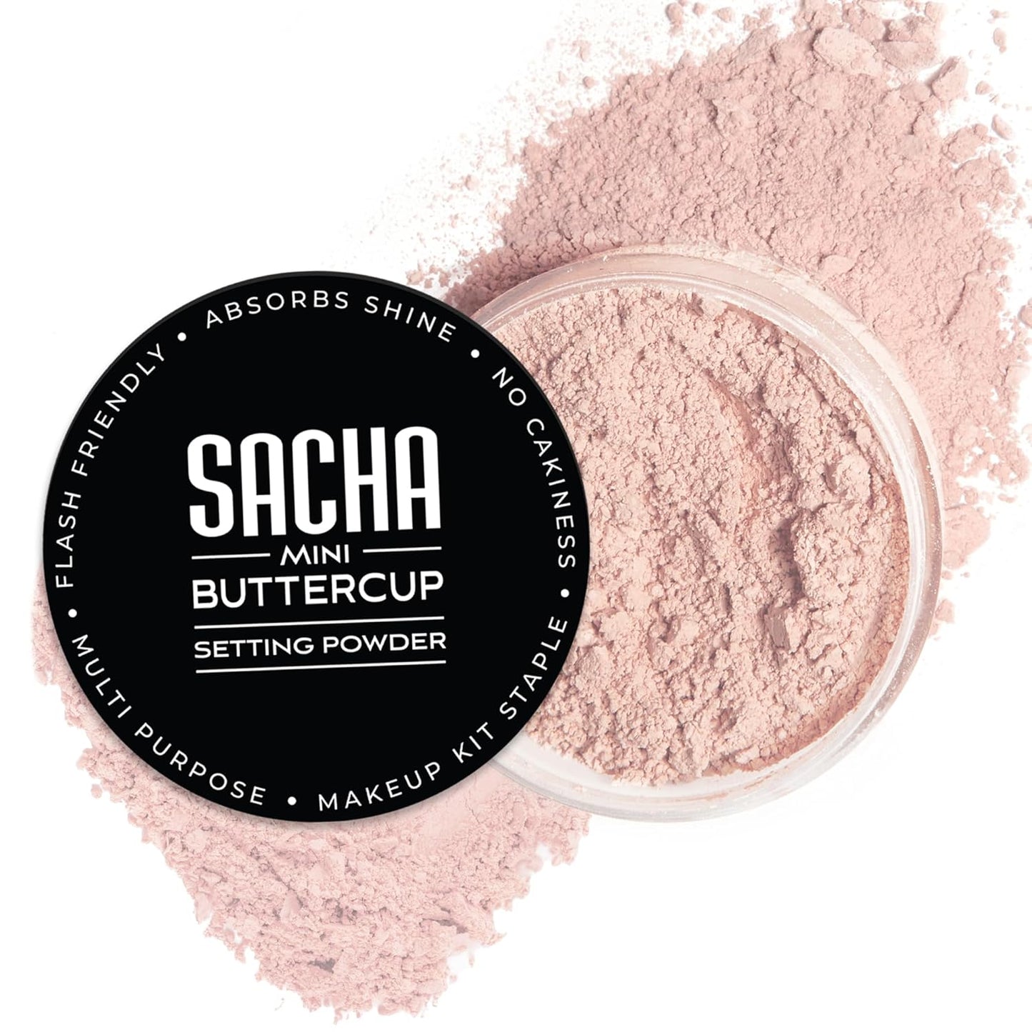 Sacha Buttercup Setting Powder - Translucent Loose Powder for Medium to Dark Skin Tones, 1.75 oz, Blurs Fine Lines and Pores, No Ashy Flashback, Ideal for Setting Makeup Foundation or Concealer.