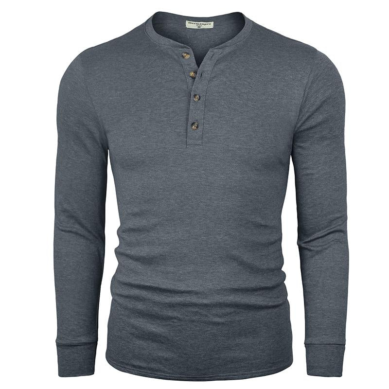 2024 Men'S Cotton Shirts Henley New Design Spring Fall Casual Tshirts Quick Dry Breathable Anit-Wrinkle Full Long Sleeve T-Shrit Tops New Arrival Summer Autumntee D8CT09