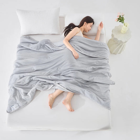 Summer Cooling Blanket for Bed Silky Air Condition Solid Color Ultra-Soft Blanket Washable Ice Quilt Class A Cool Feeling Quilt - Kiki of DC Styles Store