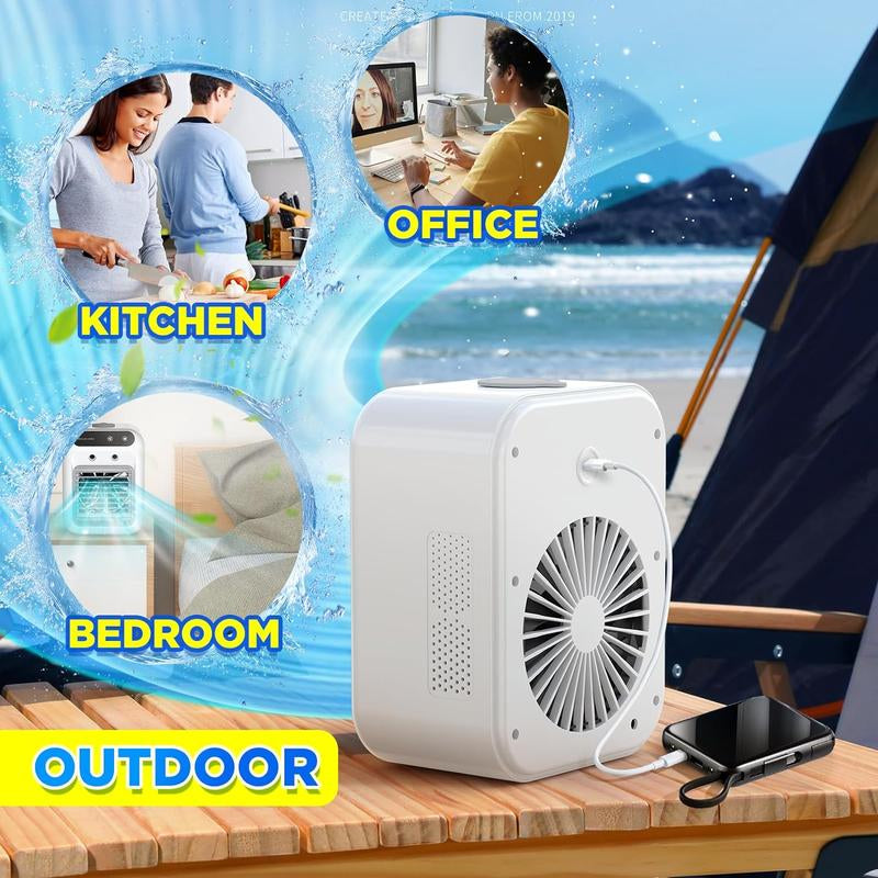 3-in-1 Portable Air Conditioner with Dual-Speed Mist Fan - Compact Cooling Solution for Travel, Office, Living Room, and Bedroom