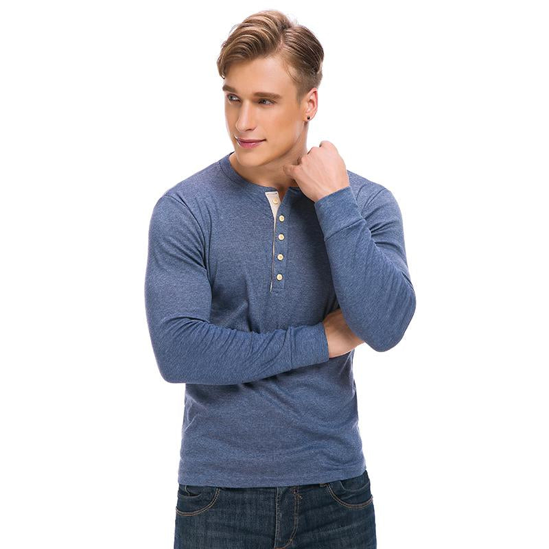 2024 Men'S Cotton Shirts Henley New Design Spring Fall Casual Tshirts Quick Dry Breathable Anit-Wrinkle Full Long Sleeve T-Shrit Tops New Arrival Summer Autumntee D8CT09