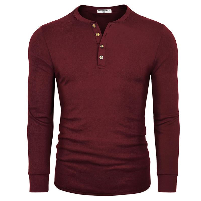 2024 Men'S Cotton Shirts Henley New Design Spring Fall Casual Tshirts Quick Dry Breathable Anit-Wrinkle Full Long Sleeve T-Shrit Tops New Arrival Summer Autumntee D8CT09