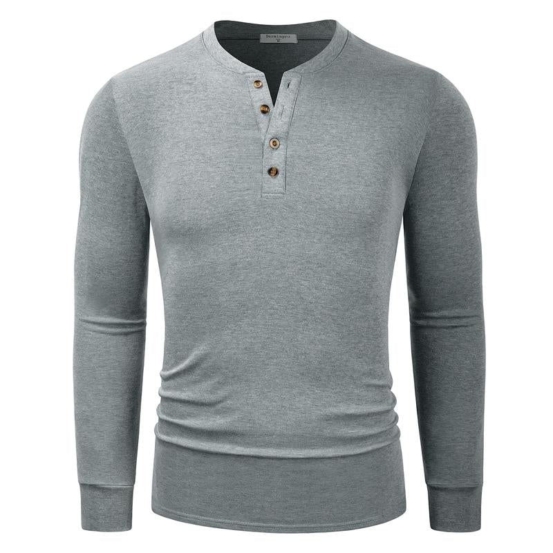 2024 Men'S Cotton Shirts Henley New Design Spring Fall Casual Tshirts Quick Dry Breathable Anit-Wrinkle Full Long Sleeve T-Shrit Tops New Arrival Summer Autumntee D8CT09