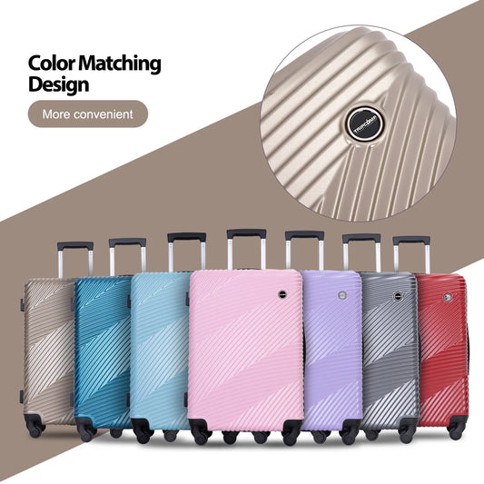 Luggage 3 Piece Set,Suitcase with Spinner Wheels Hardside Lightweight Luggage 20In24In28In.(Golden) - Kiki of DC Styles Store