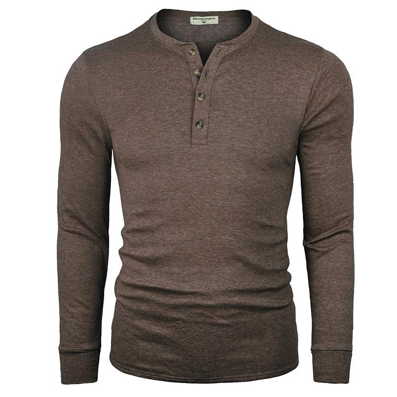 2024 Men'S Cotton Shirts Henley New Design Spring Fall Casual Tshirts Quick Dry Breathable Anit-Wrinkle Full Long Sleeve T-Shrit Tops New Arrival Summer Autumntee D8CT09