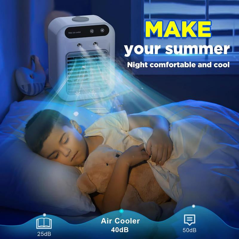 3-in-1 Portable Air Conditioner with Dual-Speed Mist Fan - Compact Cooling Solution for Travel, Office, Living Room, and Bedroom