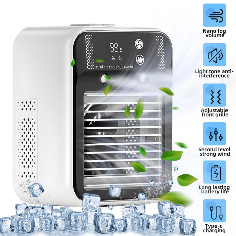 3-in-1 Portable Air Conditioner with Dual-Speed Mist Fan - Compact Cooling Solution for Travel, Office, Living Room, and Bedroom